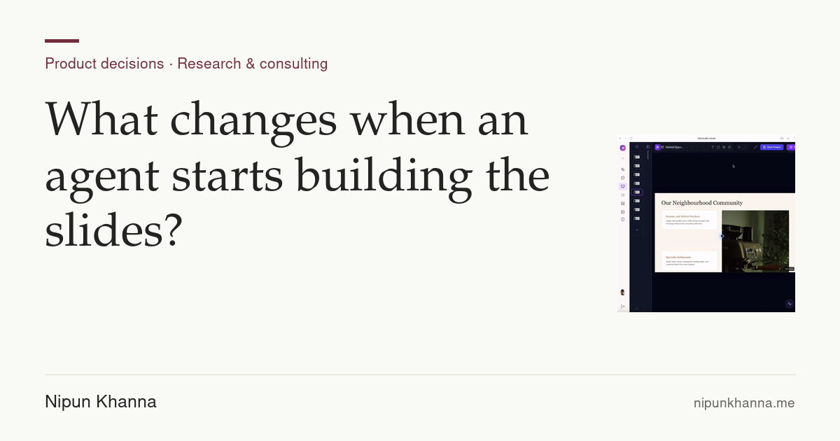 Article card for What changes when an agent starts building the slides?