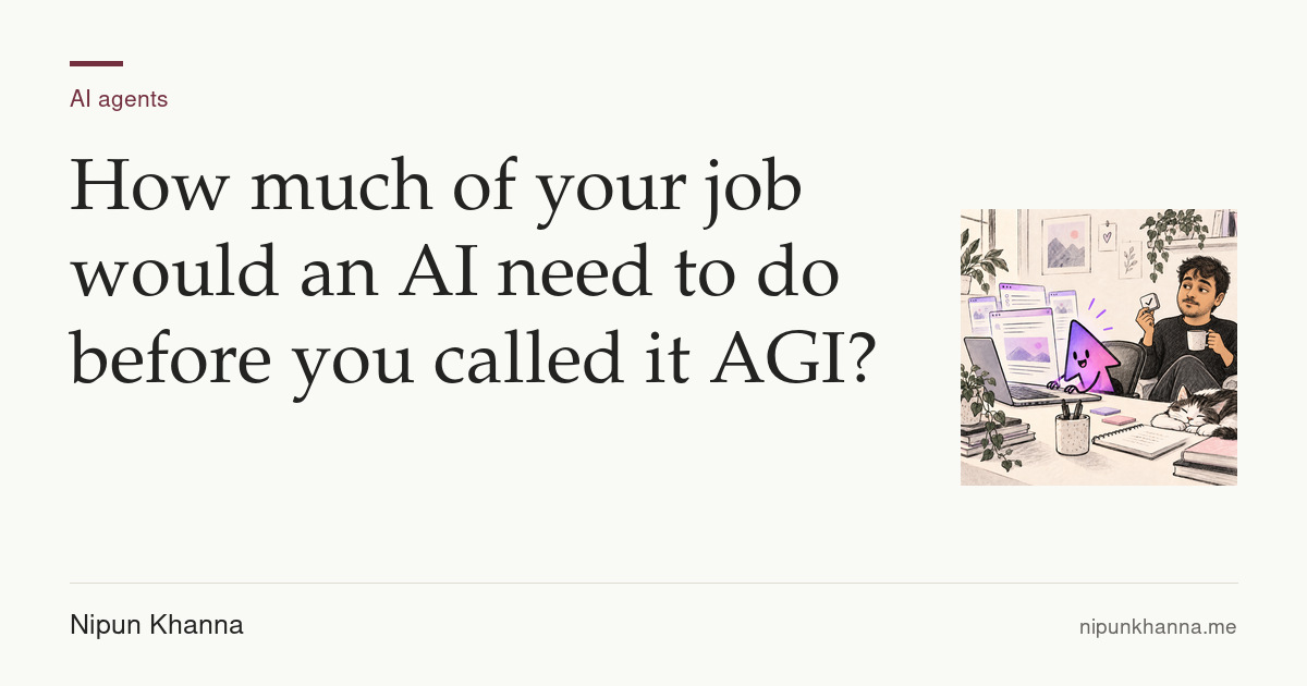 Article card for How much of your job would an AI need to do before you called it AGI?