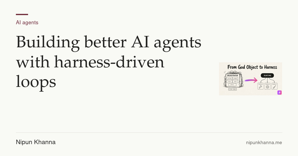 Article card for Building better AI agents with harness-driven loops